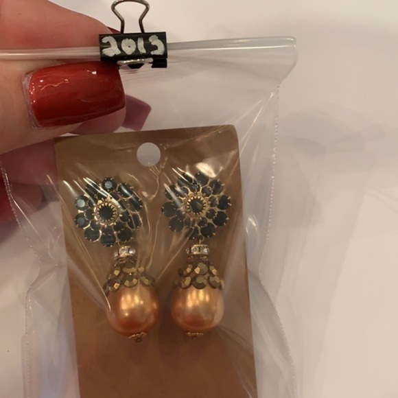 💐5/25 bold large crystal faux Pearl dangle 1980s - Picture 7 of 7